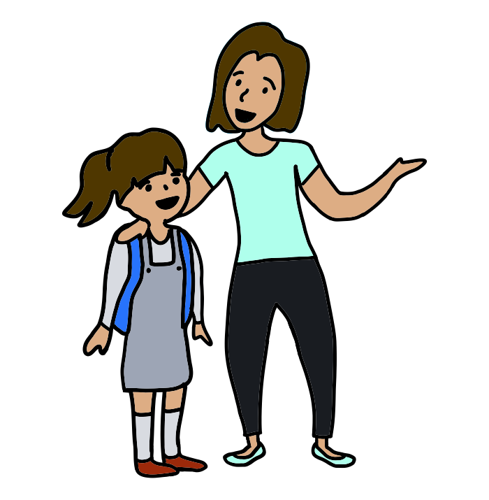 illustration af pige og hendes mor